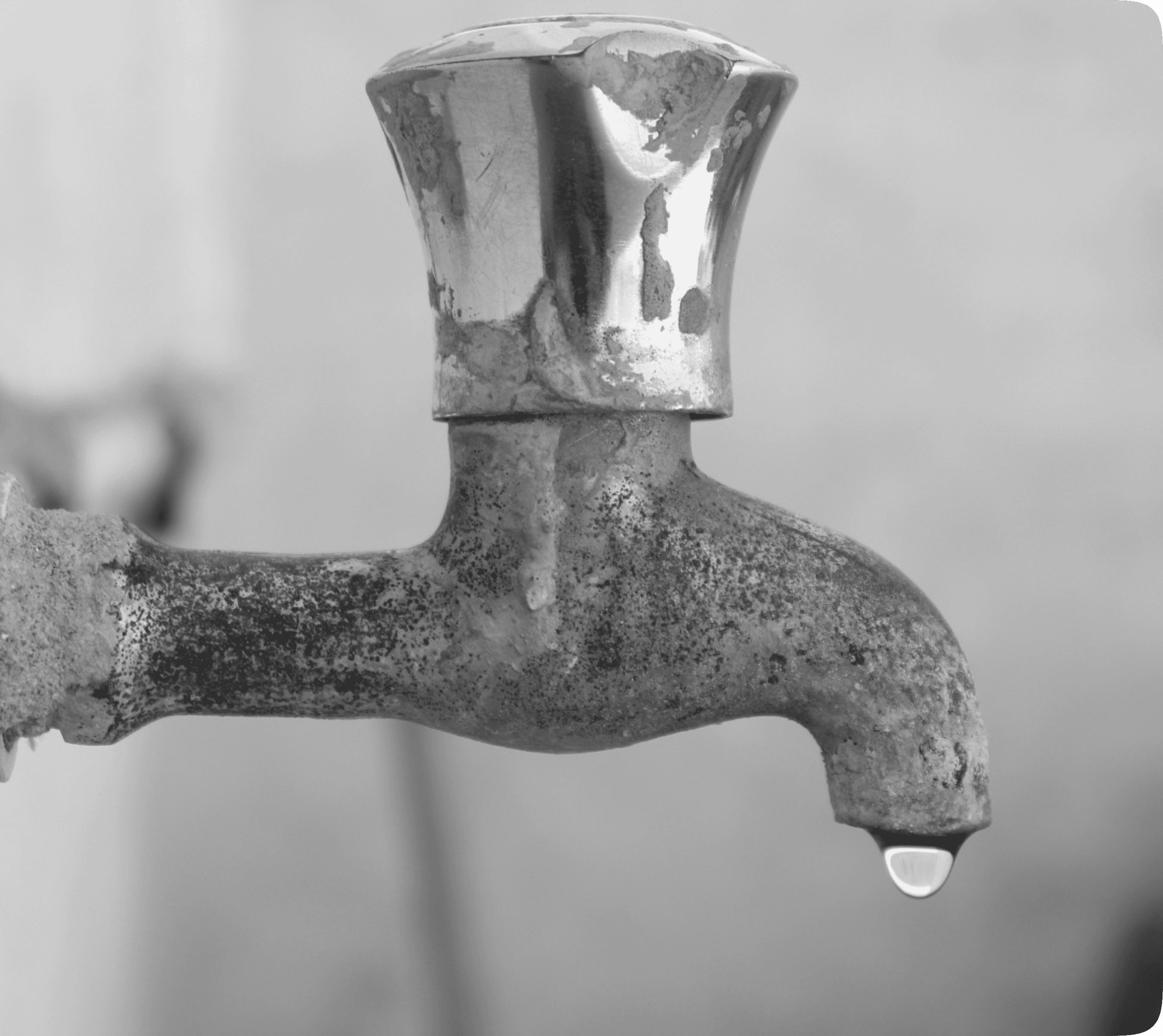 water tap black and white visual