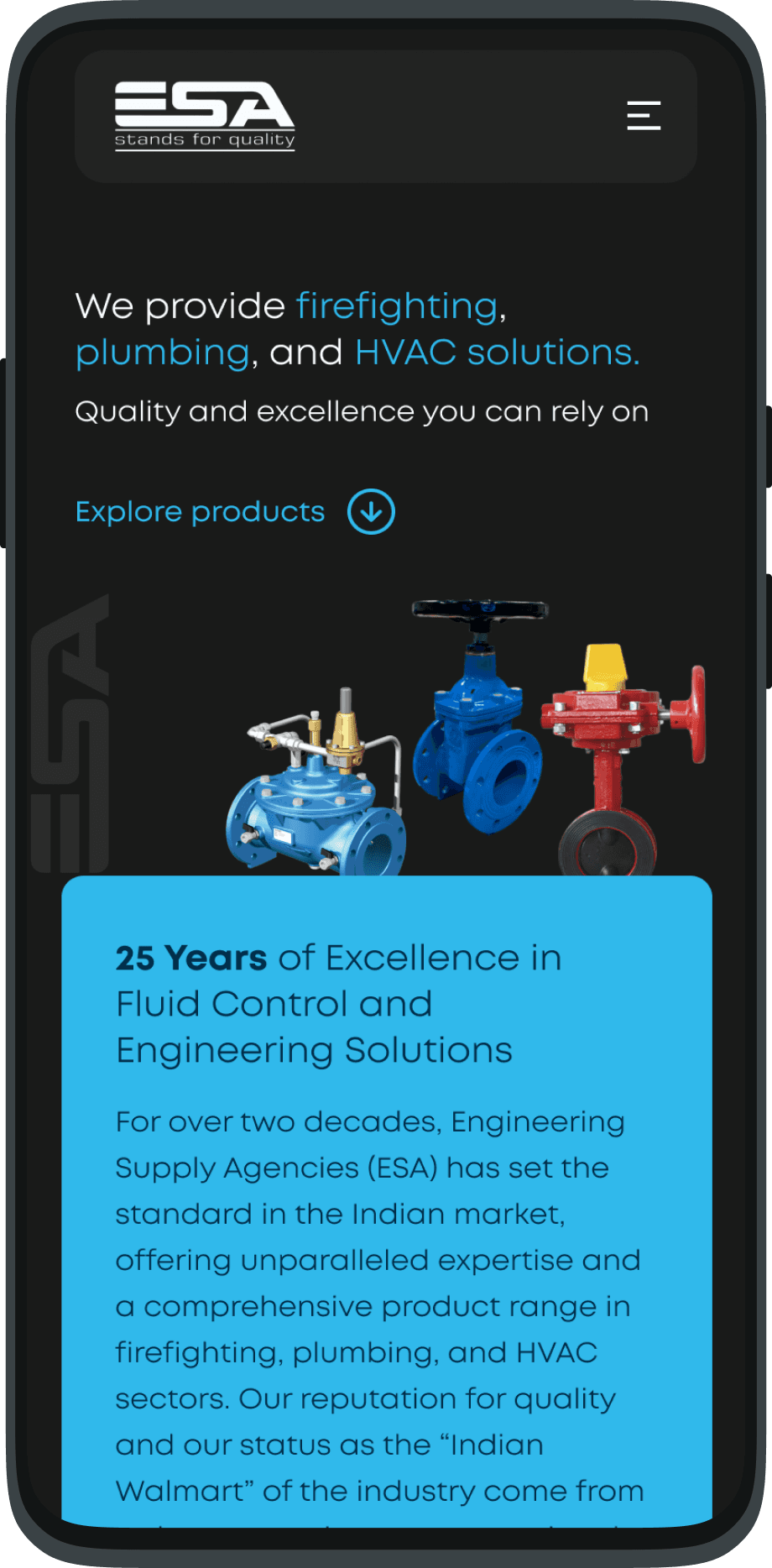 esa website on mobile