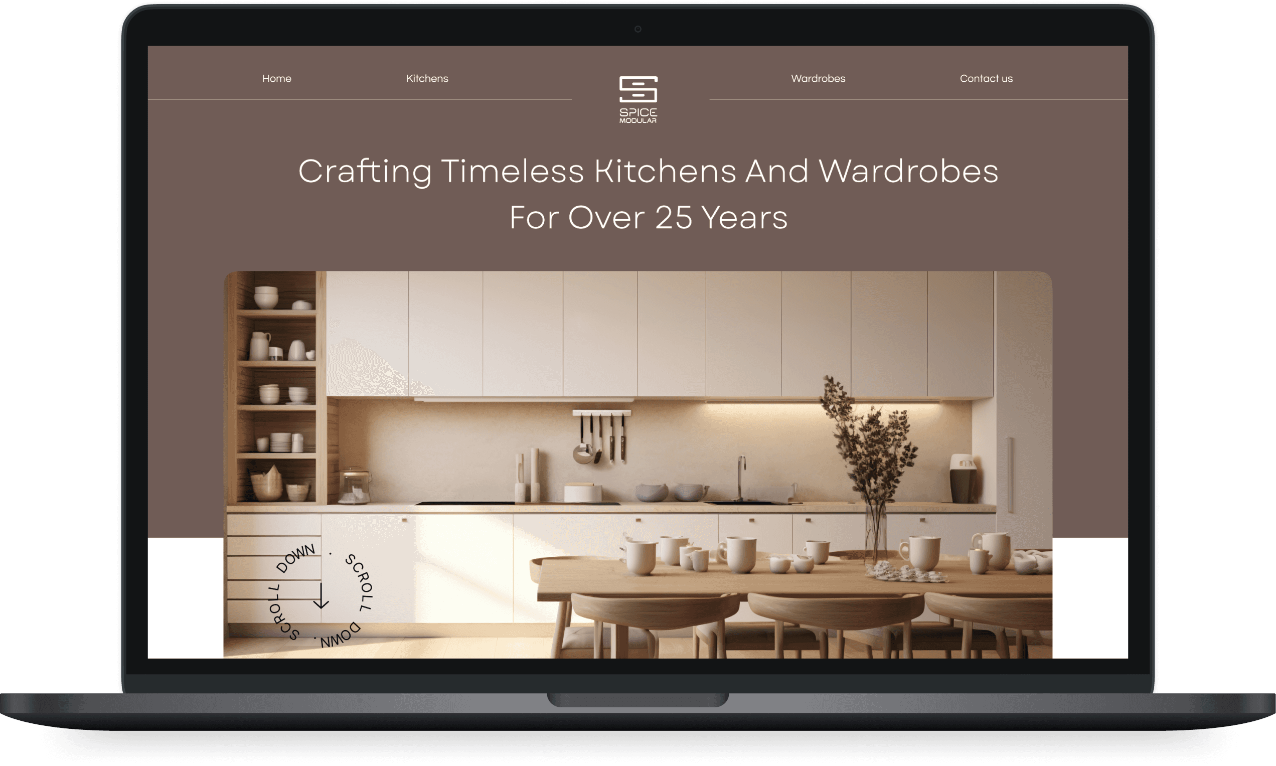 spice modular website on laptop