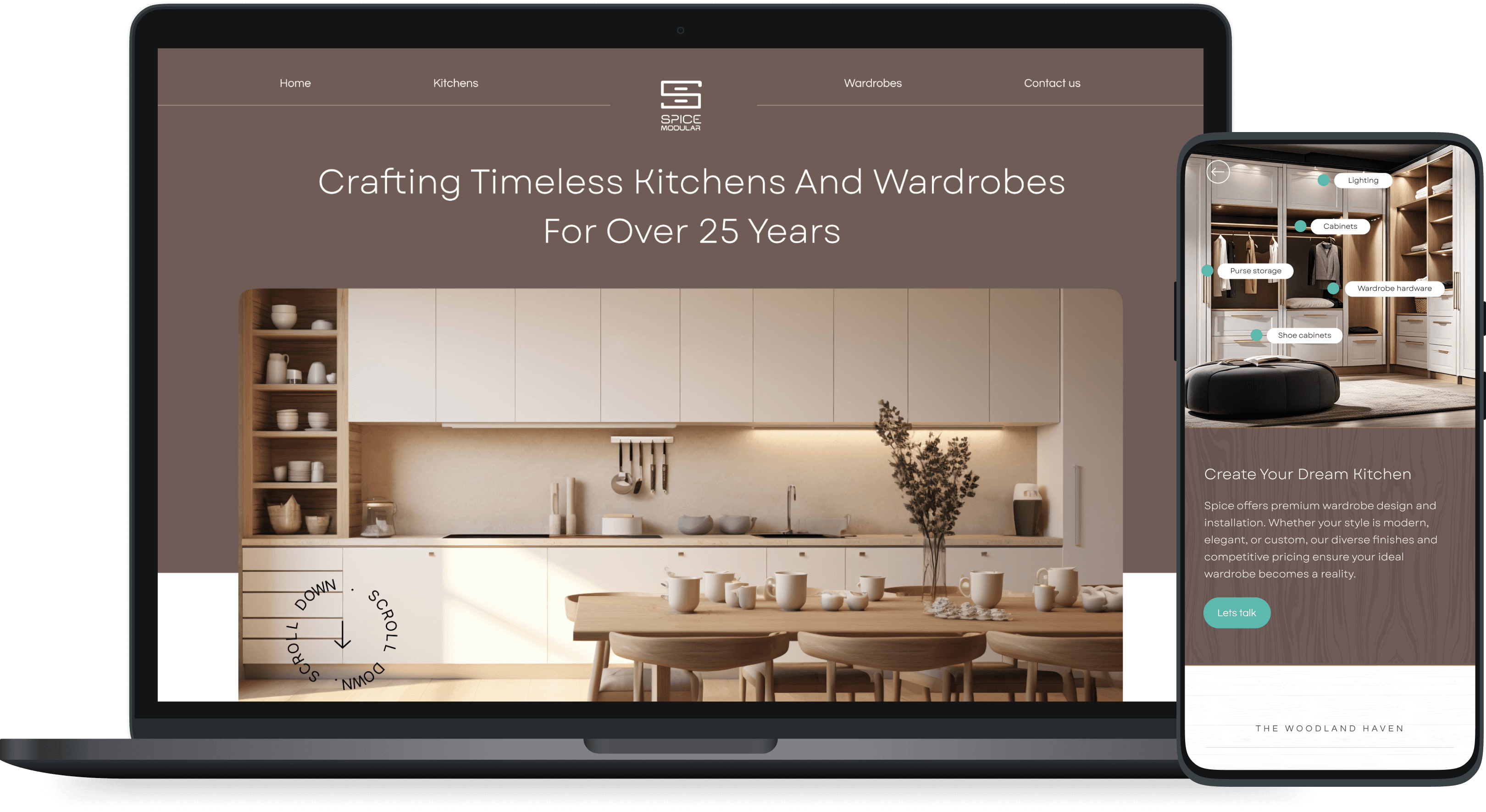 spice modular website on laptop